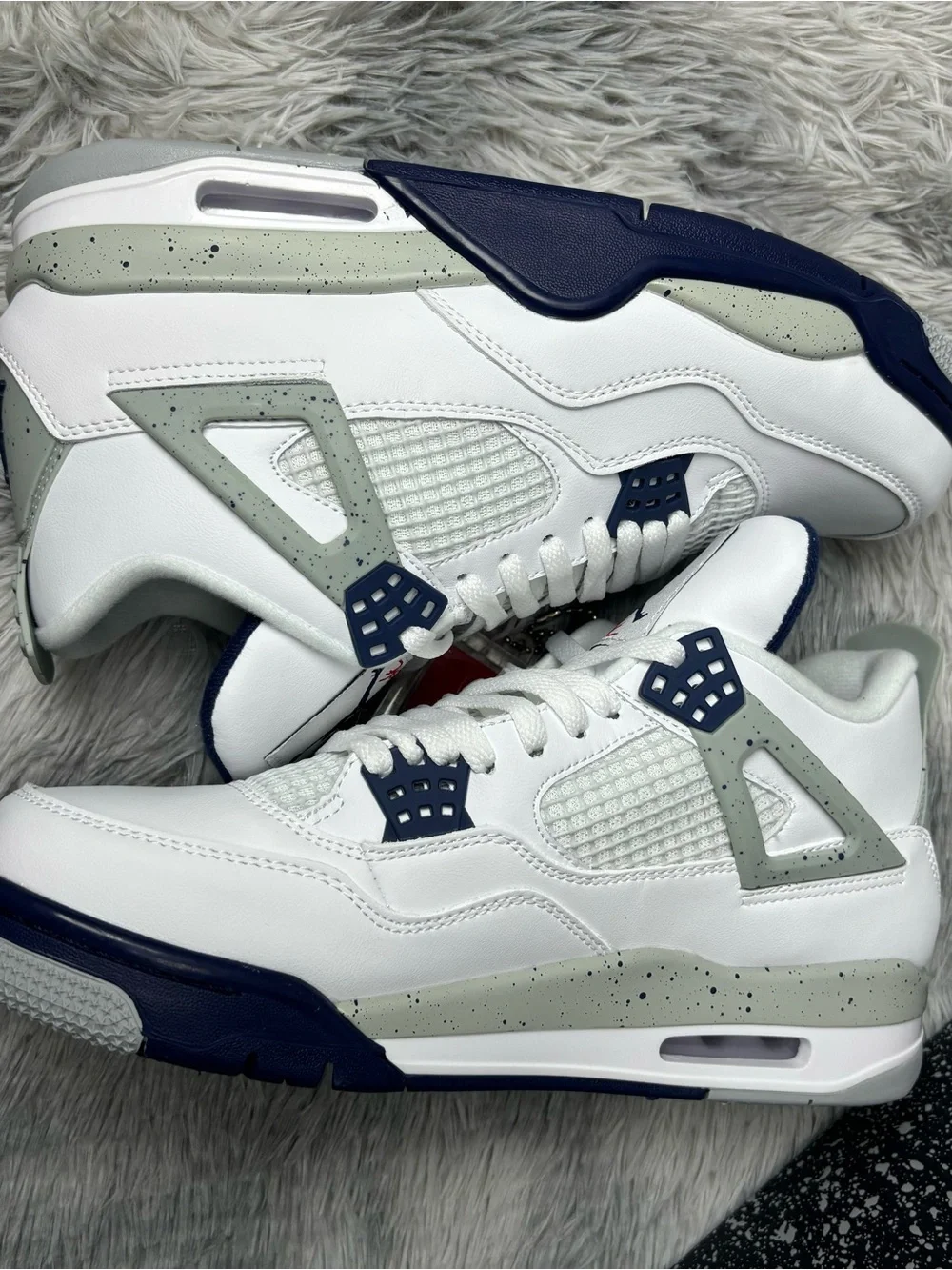 Air Jordan White and Navy Basketball Sneakers